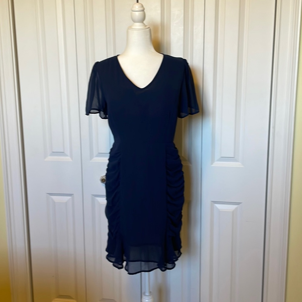 Emma & Michele navy blue, sheer dress